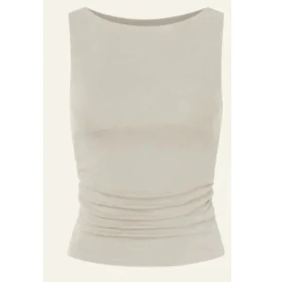 New OGL Eco-Mousse Ruched Sides Boatneck Brami Top Morning Mist Medium - Picture 1 of 1